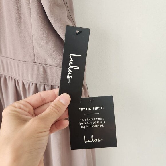 NWT Lulus Air of Romance Taupe Lavender Dress Evening Gown Bridesmaids Dress M - Picture 5 of 8